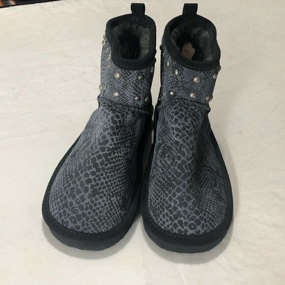 Victoria's Secret PINK Snakeskin Print Ankle Boot Fur Lined 7/8 M - Picture 6 of 8